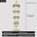GobekUsa Elegant Crystal Hollow Long Chandelier for Duplex Living Room and Stairwell