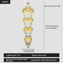 GobekUsa Elegant Crystal Hollow Long Chandelier for Duplex Living Room and Stairwell