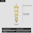 GobekUsa Elegant Crystal Hollow Long Chandelier for Duplex Living Room and Stairwell