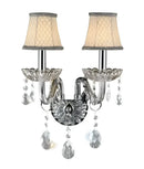 GobekUsa Crystal Lamp Wall Light with LED Bulbs and Silk Fabric Lampshade