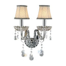 GobekUsa Crystal Lamp Wall Light with LED Bulbs and Silk Fabric Lampshade