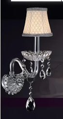 GobekUsa Crystal Lamp Wall Light with LED Bulbs and Silk Fabric Lampshade