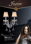 GobekUsa Crystal Lamp Wall Light with LED Bulbs and Silk Fabric Lampshade