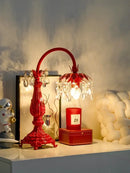 GobekUsa Elegant Crystal Wedding Table Lamp | Red Wedding Room Bedside Ever-Burning Lamp
