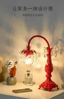 GobekUsa Elegant Crystal Wedding Table Lamp | Red Wedding Room Bedside Ever-Burning Lamp