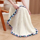 GobekUsa Elegant Daisy Bouquet Soft Blanket for Office Sofa, Multi-Functional Nap Shawl & Cushion