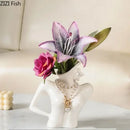 GobekUsa Elegant Dames Ceramic Vase Figure Flower Pot Desk Decoration Room Decor