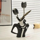 GobekUsa Elegant Dames Ceramic Vase Figure Flower Pot Desk Decoration Room Decor