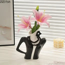 GobekUsa Elegant Dames Ceramic Vase Figure Flower Pot Desk Decoration Room Decor
