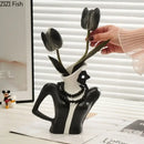 GobekUsa Elegant Dames Ceramic Vase Figure Flower Pot Desk Decoration Room Decor