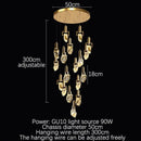 GobekUsa Elegant Diamond Crystal Chandelier LED Light Fixture Gold Home Decor
