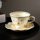 Elegant floral ceramic cup and saucer set dining room porcelain by Decorbites