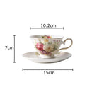 Elegant floral ceramic cup and saucer set dining room porcelain tea set by Decorbites