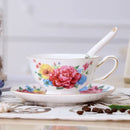 Elegant floral porcelain tea cup set – dining room gold trim rose cup by Decorbites