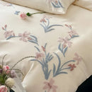 GobekUsa Elegant Flower Embroidery Cotton Bedding Set - Single Queen King Sizes