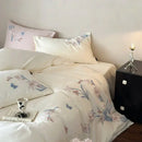 GobekUsa Elegant Flower Embroidery Cotton Bedding Set - Single Queen King Sizes