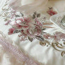 GobekUsa Elegant Flowers Embroidery Lace Princess Wedding Bedding Set - 1200TC Cotton Duvet Cover