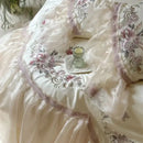 GobekUsa Elegant Flowers Embroidery Lace Princess Wedding Bedding Set - 1200TC Cotton Duvet Cover