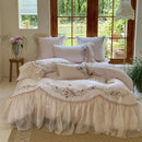GobekUsa Elegant Flowers Embroidery Lace Princess Wedding Bedding Set - 1200TC Cotton Duvet Cover
