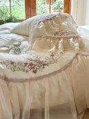 GobekUsa Elegant Flowers Embroidery Lace Princess Wedding Bedding Set - 1200TC Cotton Duvet Cover