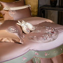 GobekUsa Elegant Flowers Embroidery Brocade Cotton Bedding Set - Duvet Cover, Sheet, Pillowcases
