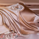 GobekUsa Elegant Flowers Embroidery Brocade Cotton Bedding Set - Duvet Cover, Sheet, Pillowcases