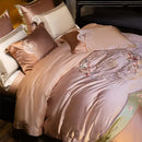 GobekUsa Elegant Flowers Embroidery Brocade Cotton Bedding Set - Duvet Cover, Sheet, Pillowcases