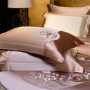 GobekUsa Elegant Flowers Embroidery Brocade Cotton Bedding Set - Duvet Cover, Sheet, Pillowcases