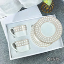 GobekUsa Bone China Coffee and Tea Cup Set with Saucer, Teaware, Dessert Dish