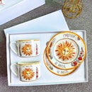 GobekUsa Bone China Coffee and Tea Cup Set with Saucer, Teaware, Dessert Dish