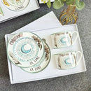 GobekUsa Bone China Coffee and Tea Cup Set with Saucer, Teaware, Dessert Dish
