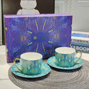 GobekUsa Bone China Coffee and Tea Cup Set with Saucer, Teaware, Dessert Dish