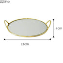 GobekUsa Brass Handle Storage Tray Mirror | Elegant Glass Tray for Home Decor & Gourmet Display
