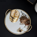 GobekUsa Brass Handle Storage Tray Mirror | Elegant Glass Tray for Home Decor & Gourmet Display