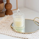 GobekUsa Brass Handle Storage Tray Mirror | Elegant Glass Tray for Home Decor & Gourmet Display