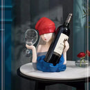 GobekUsa Elegant Girl Sculpture Wine Rack & Glass Holder Home Decor Wine lover Gift