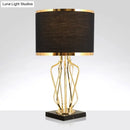 GobekUsa Simplicity Drum Nightstand Lamp: Fabric Table Lighting with Marble Base