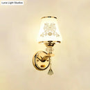 GobekUsa Gold Wall Light with Crystal Accent and White Tapered Glass Shade
