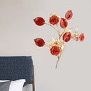 GobekUsa Ceramic and Crystal Branch Wall Lamp with 3 Bulbs and Rose/Leaf Design in Black/White for Bedroom Sconce Lighting