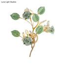GobekUsa Ceramic and Crystal Branch Wall Lamp with 3 Bulbs and Rose/Leaf Design in Black/White for Bedroom Sconce Lighting