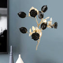 GobekUsa Ceramic and Crystal Branch Wall Lamp with 3 Bulbs and Rose/Leaf Design in Black/White for Bedroom Sconce Lighting