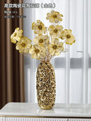 GobekUsa Elegant Gold Ceramic Rose Vase for Modern Home Decor & Wedding Centerpieces
