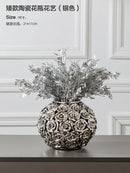 GobekUsa Elegant Gold Ceramic Rose Vase for Modern Home Decor & Wedding Centerpieces