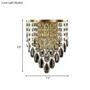 GobekUsa Crystal Raindrop Wall Sconce Light Fixture - Elegant Brass Cone Design for Living Room Lighting