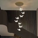 GobekUsa Butterfly Ladder Pendant Lights Chandelier for Loft Decor Interior Lighting Stairs Bedside