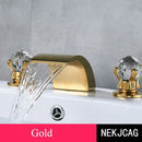GobekUsa Crystal Handle Gold Basin Faucet Set, Hot Cold Water Mixer Tap