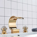 GobekUsa Crystal Handle Gold Basin Faucet Set, Hot Cold Water Mixer Tap