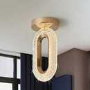 GobekUsa Crystal Oval Gold Ring Pendant Light Chandelier for Living Room & Bedroom