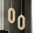 GobekUsa Crystal Oval Gold Ring Pendant Light Chandelier for Living Room & Bedroom