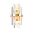 GobekUsa Crystal Rod Wall Sconce in Gold - Elegant Dual Bulb Lighting for Living Room Walls